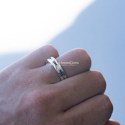 Lab-Created Black Diamond Accent Men's Wedding Band