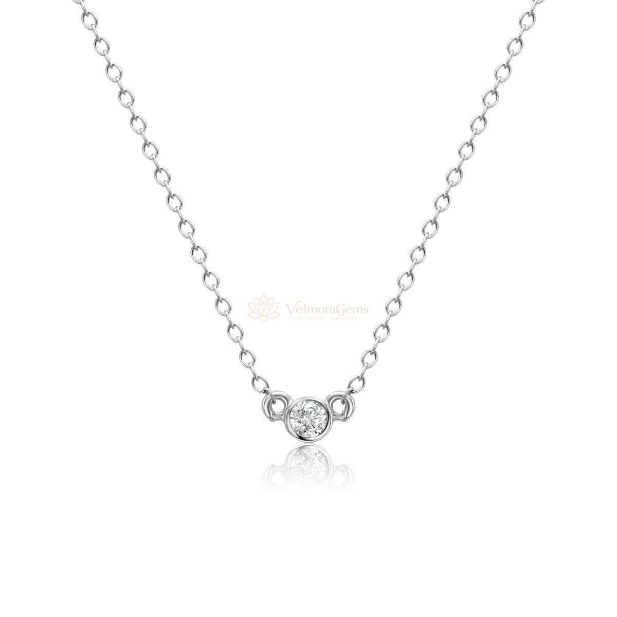 Lab-Created Diamond Bezel Pendant Necklace F-G VS)