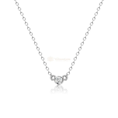 Lab-Created Diamond Bezel Pendant Necklace F-G VS)
