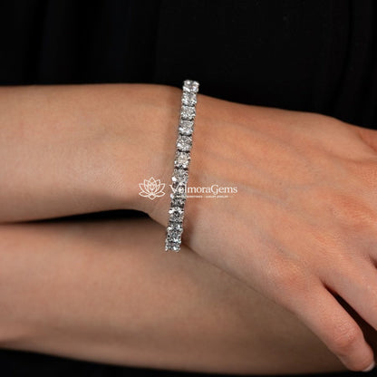 Lab-Created Round Diamond 4-Prong Tennis Bracelet F-G SI)