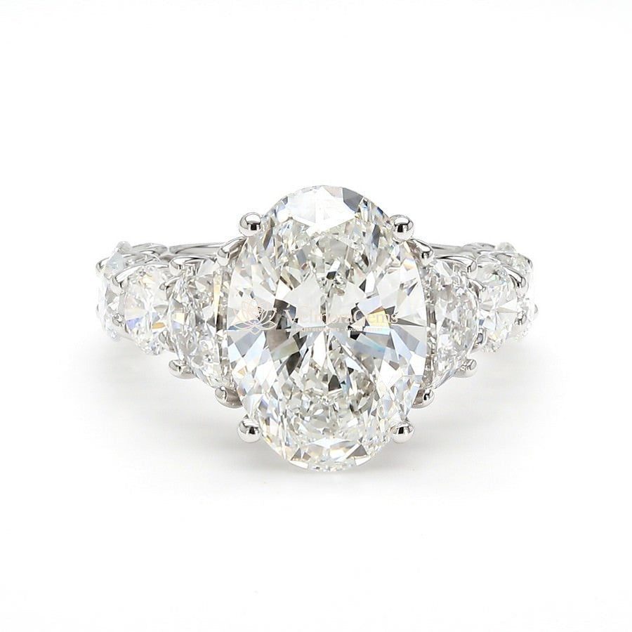 IGI Certified Lab-Created Diamond Oval 3-Stone 3/4 Eternity Ring F VS)