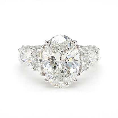 IGI Certified Lab-Created Diamond Oval 3-Stone 3/4 Eternity Ring F VS)