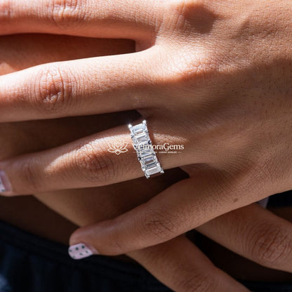 Lab-Created Diamond Emerald 5 Stone Ring E-F VS)