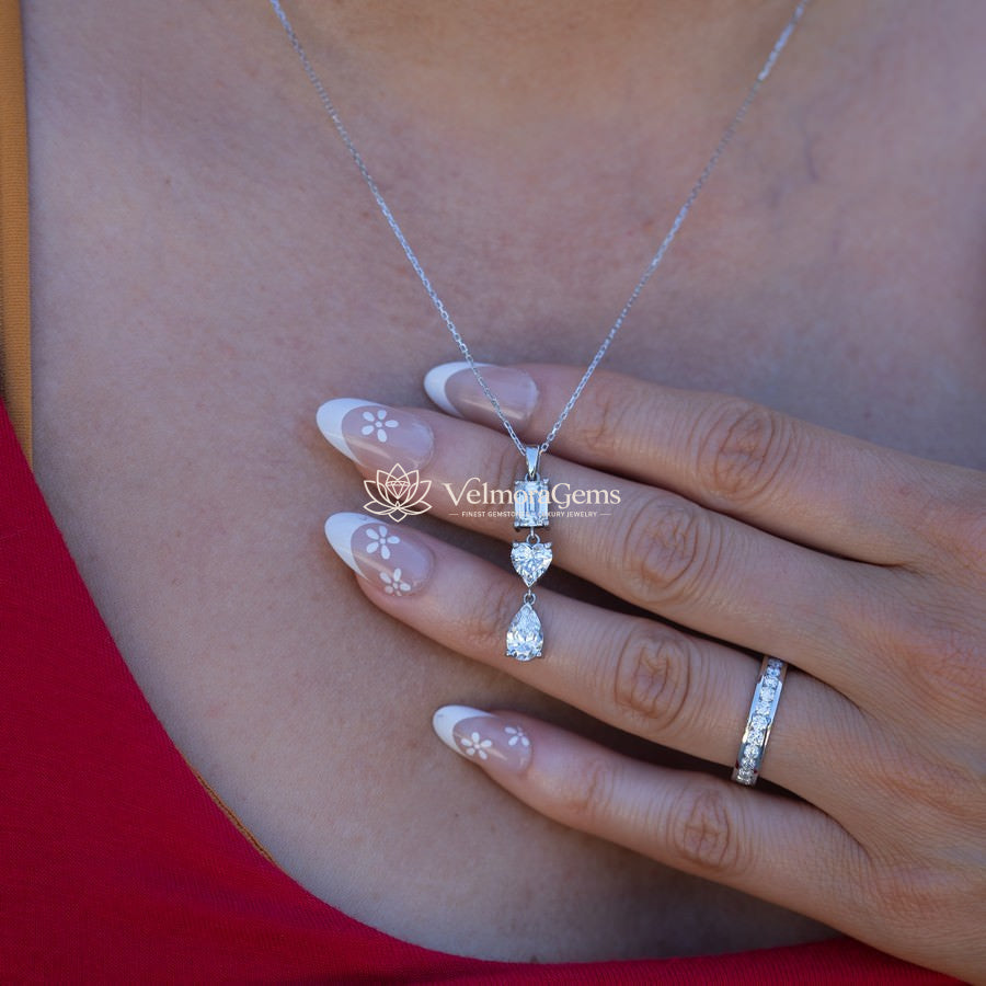 Lab-Created Diamond Forever Yours Drop Pendant E-F VS)