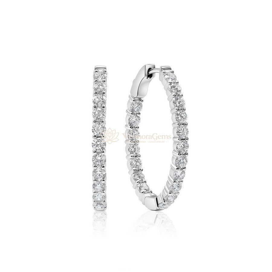 Lab-Created Diamond Medium Oval Hoop Earrings F-G VS)