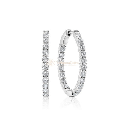 Lab-Created Diamond Medium Oval Hoop Earrings F-G VS)