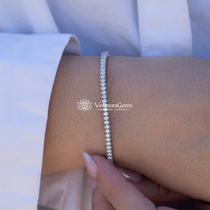 Lab-Created 4-Prong Diamond Elastic Tennis Bracelet F-G VS)