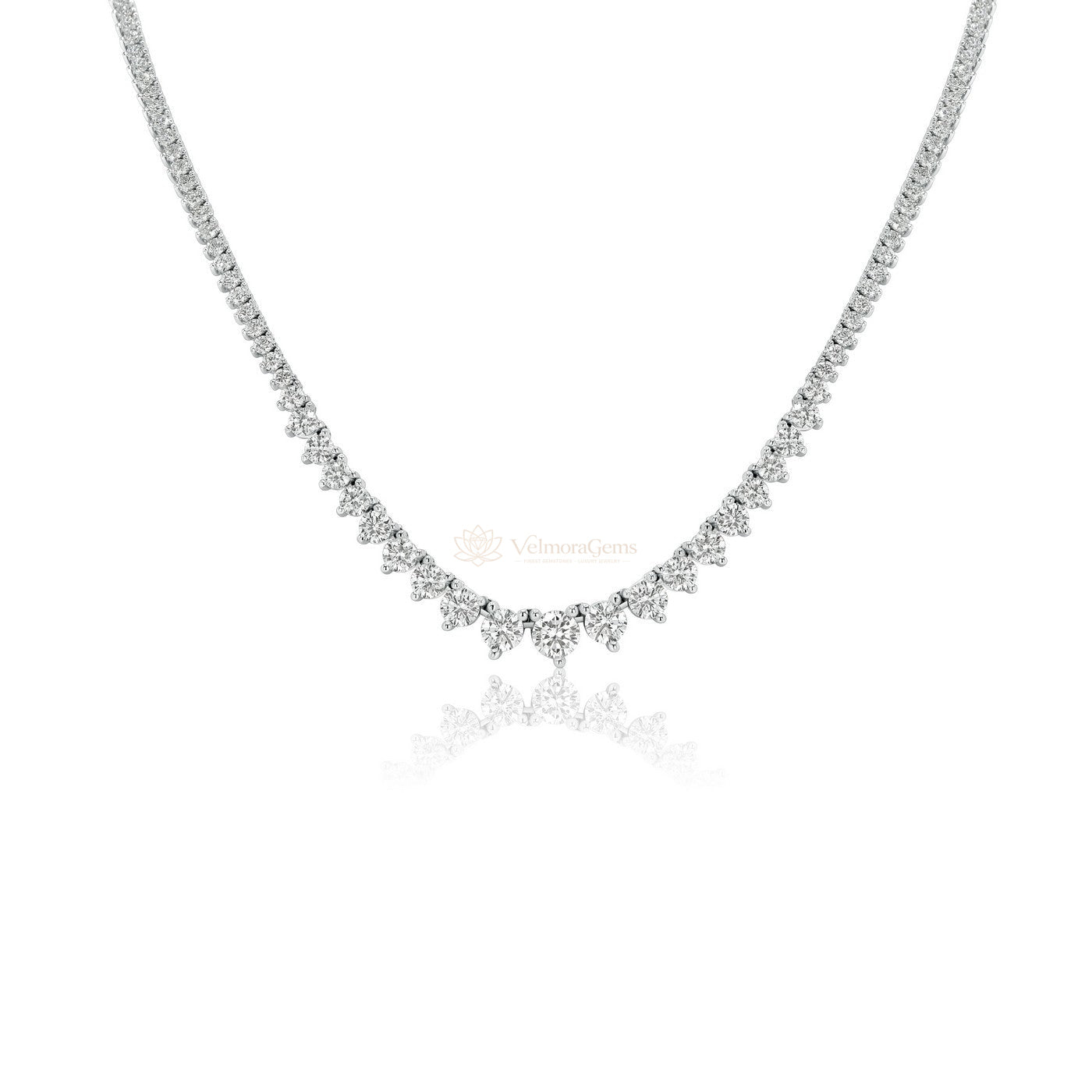 Natural 3-Prong Diamond Riviera Necklace F-G SI)