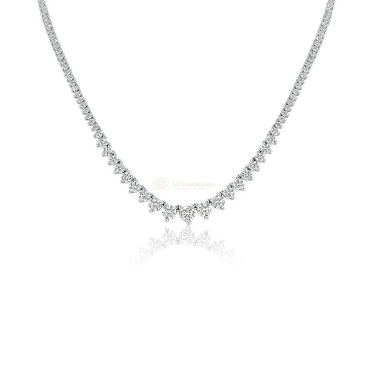 Natural 3-Prong Diamond Riviera Necklace F-G SI)