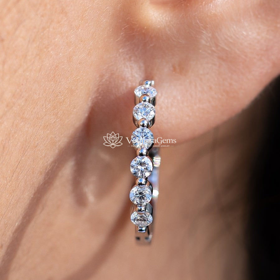 Lab-Created Diamond 6 Stone Hoop Earrings F-G VS)