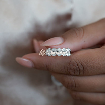 Lab-Created Diamond Oval 5 Stone Ring E-F VS)