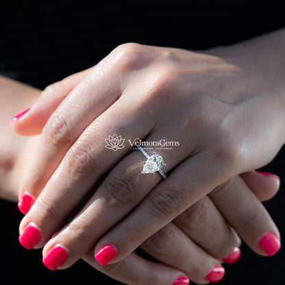 IGI Certified Lab-Created Diamond Pear Shape Pave Ring (F VS)