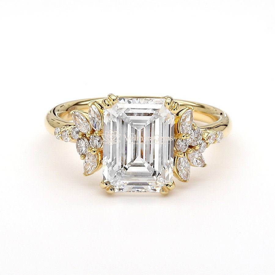 IGI Certified Lab-Created Diamond Emerald Floral Radiance Ring F VS)