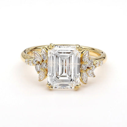 IGI Certified Lab-Created Diamond Emerald Floral Radiance Ring F VS)