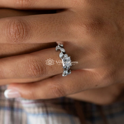 IGI Certified Princess Lab-Created Marquise Leaf Diamond Ring F VS)
