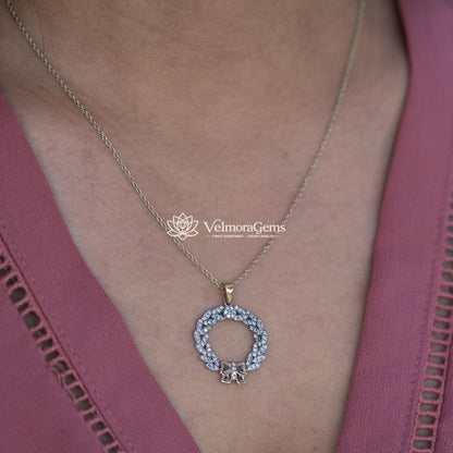 Lab-Created Diamond Christmas Wreath Pendant Necklace F-G VS)
