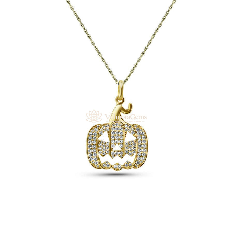 Lab-Created Diamond Pumpkin Charm Pendant Necklace F-G VS)