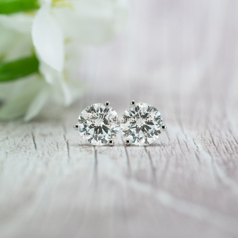 Lab-Created Diamond 4 Prong Basket Screw Back Stud Earrings F-G SI)