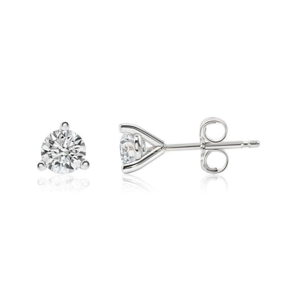 Lab-Created Diamond 3 Prong Martini Push Back Stud Earrings F-G VS)