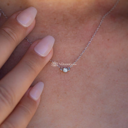 Lab-Created Diamond Bezel Pendant Necklace F-G VS)