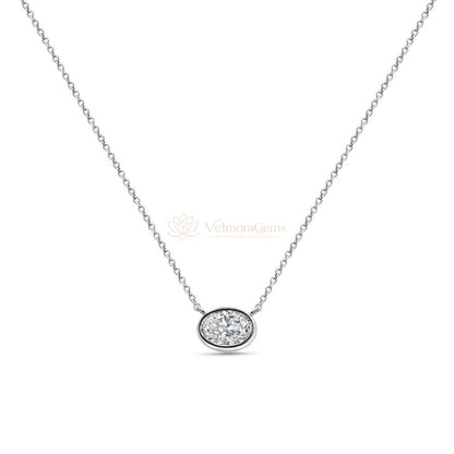 IGI Certified Oval Lab-Created Diamond Bezel Pendant Necklace F VS)