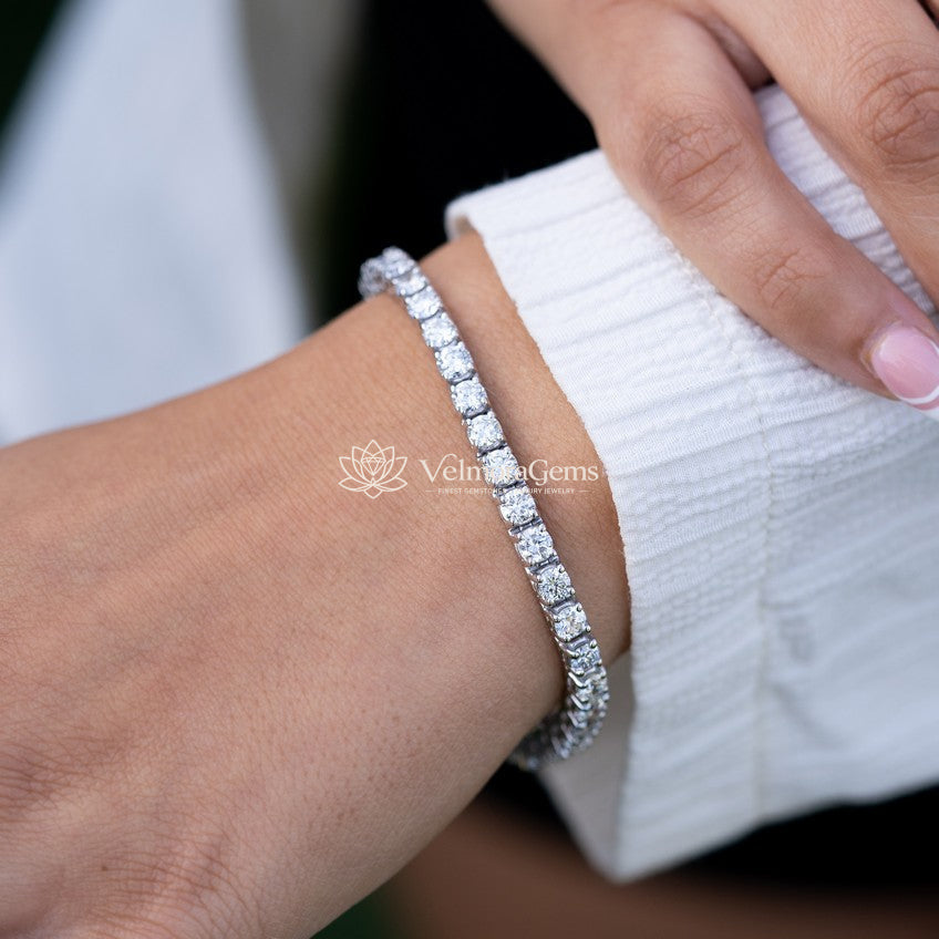 Lab-Created Round Diamond Tennis Bracelet F-G SI)
