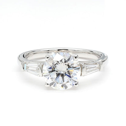 14K White Gold Round 3-Stone Ring
