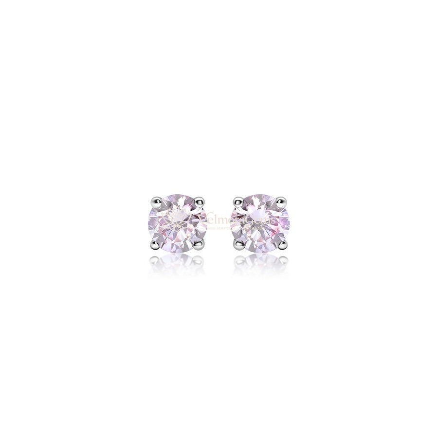 Fancy Vivid Pink Lab-Created Diamond 4 Prong Martini Push Back Stud Earrings VS)