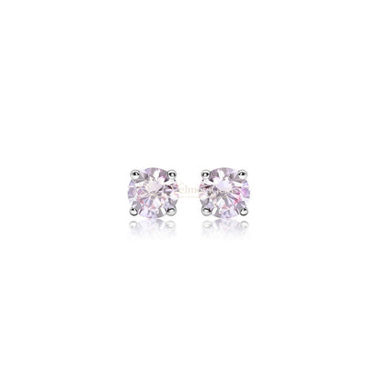Fancy Vivid Pink Lab-Created Diamond 4 Prong Martini Push Back Stud Earrings VS)