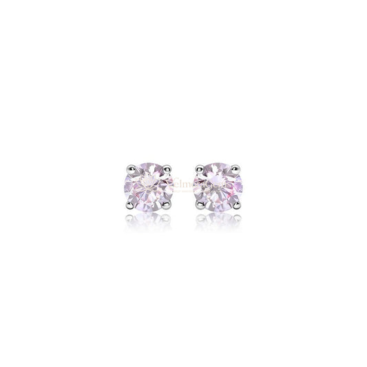 Fancy Vivid Pink Lab-Created Diamond 4 Prong Martini Push Back Stud Earrings VS)