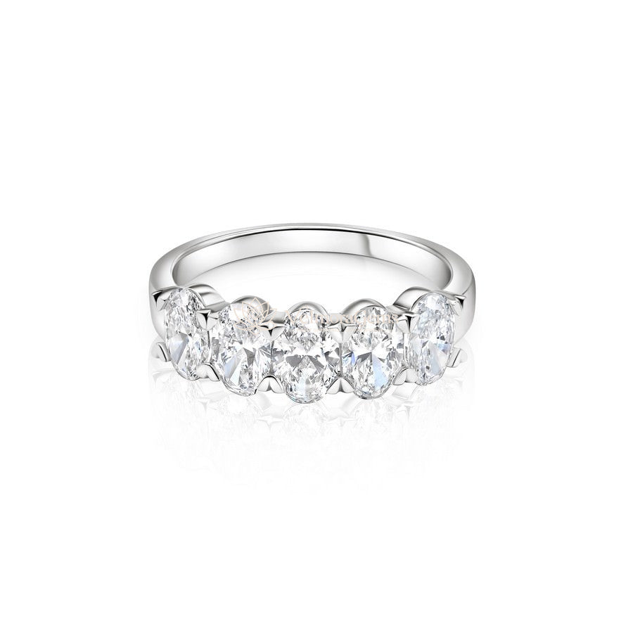 Lab-Created Diamond Oval 5 Stone Ring E-F VS)
