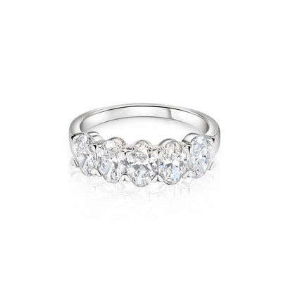 Lab-Created Diamond Oval 5 Stone Ring E-F VS)