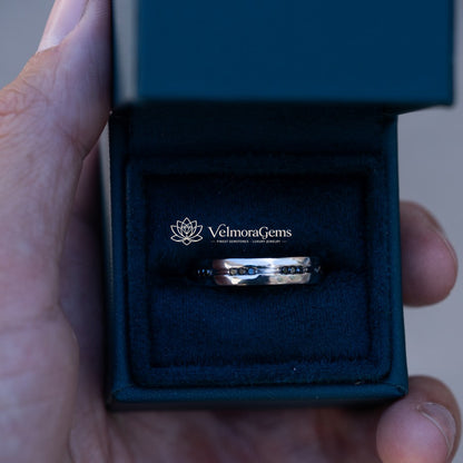 Natural Black Diamond Accent Men's Wedding Band