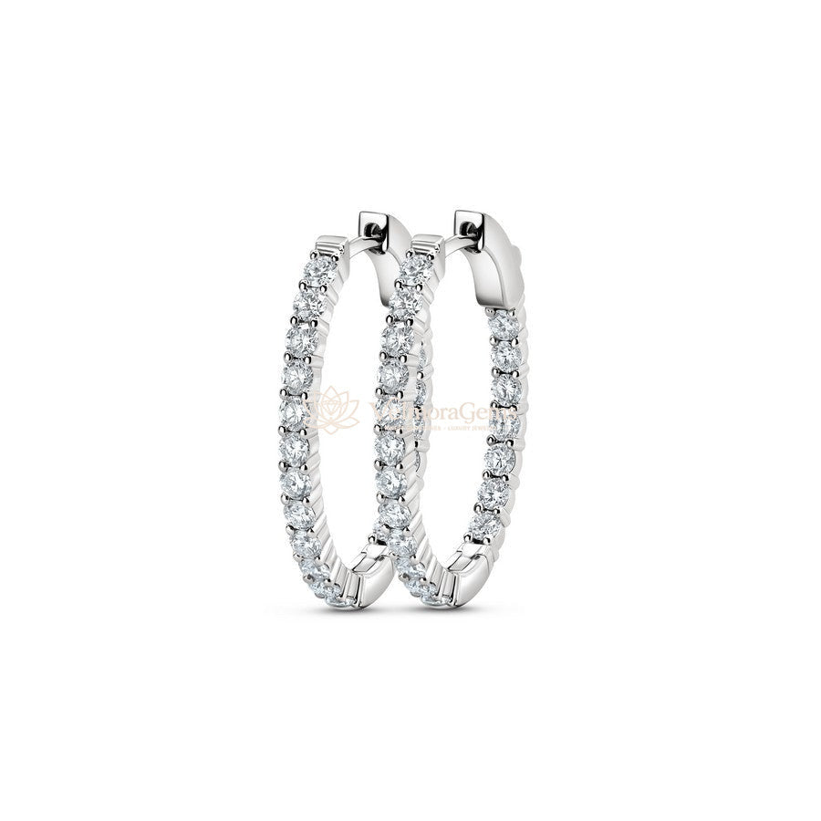 Lab-Created Diamond Small Oval Hoop Earrings F-G VS)