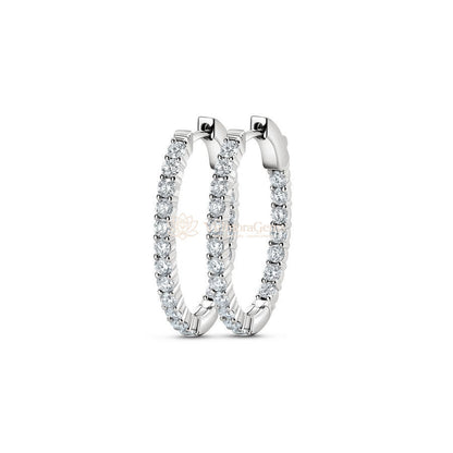 Lab-Created Diamond Small Oval Hoop Earrings F-G VS)