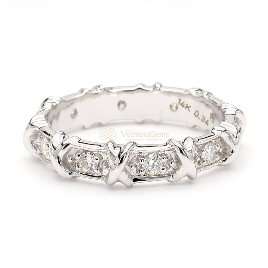 Natural Diamond "X" Station Eternity Band