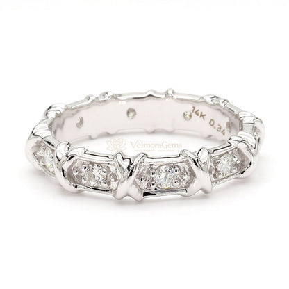 Natural Diamond "X" Station Eternity Band