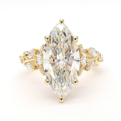IGI Certified Lab-Created Diamond Marquise Twisted Band and Leaf Accent Ring F VS)