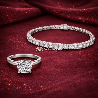 Elite Duo – IGI Certified Solitaire Ring & Tennis Bracelet (F-G SI)