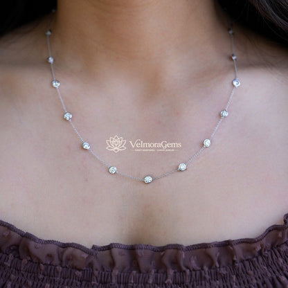 Modern Brilliance Duo – Bezel Studs & Diamonds by the Yard Necklace (F-G SI)