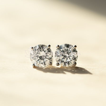 Lab-Created Diamond 4 Prong Basket Screw Back Stud Earring (1.40- E-F VS)