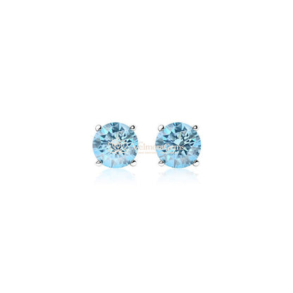 14K White Gold Fancy Vivid Blue Matching Stud Earrings