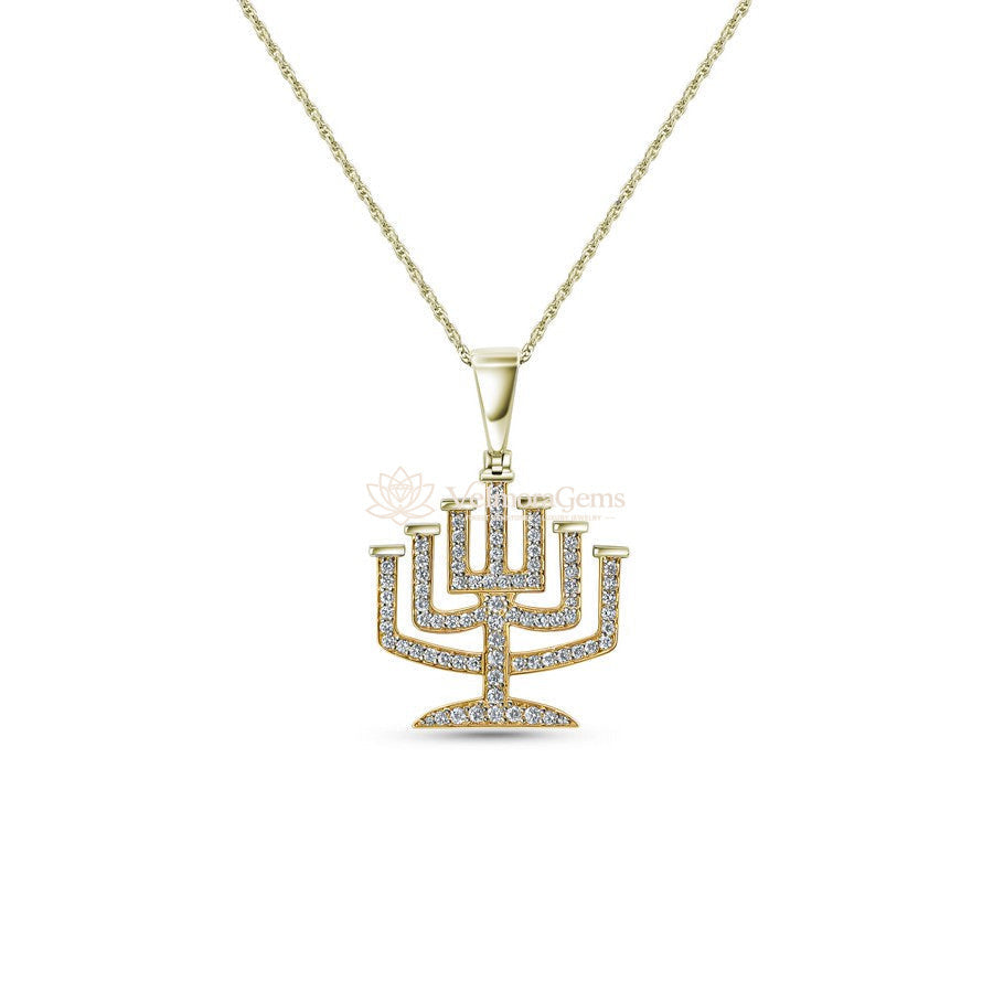 Lab-Created Diamond Menorah Pendant Necklace F-G VS)