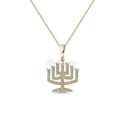 Lab-Created Diamond Menorah Pendant Necklace F-G VS)