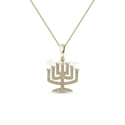 Lab-Created Diamond Menorah Pendant Necklace F-G VS)