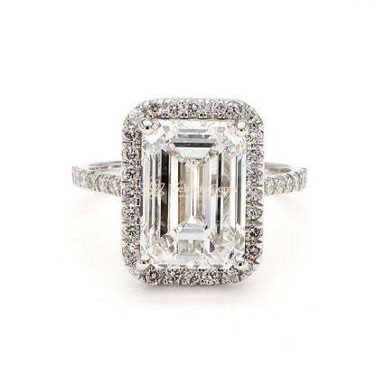 IGI Certified Lab-Created Diamond Emerald Halo Pave Ring F VS)