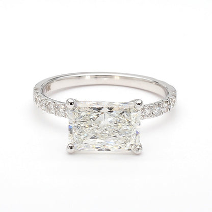 14K White Gold Radiant East-West Pave Ring
