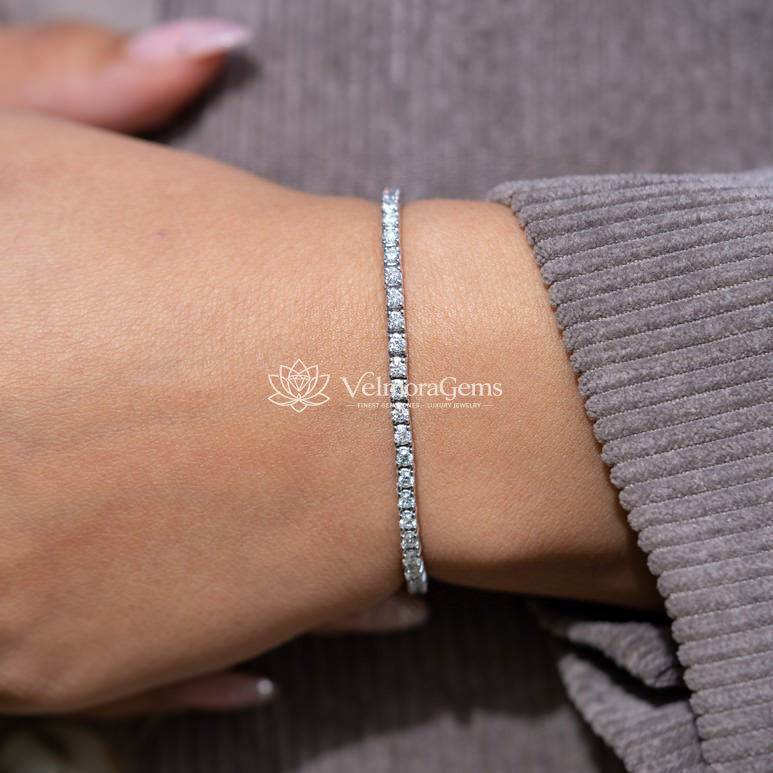The Prestige Trio – Matching Stud Earrings, Solitaire Ring & Tennis Bracelet (F-G SI)