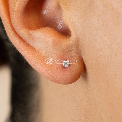Lab-Created Diamond 4-Prong Baby Stud Earrings F-G VS)