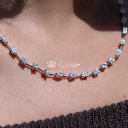 Lab-Created Diamond Multi-Shape Tennis Necklace E-F VS)